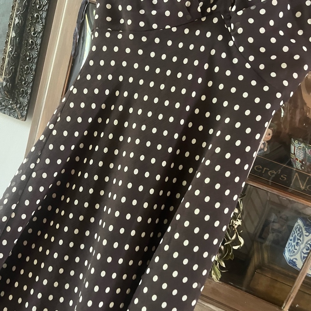 Rena Rowan Chocolate Polka Dot Midi Dress - Picture 2 of 4